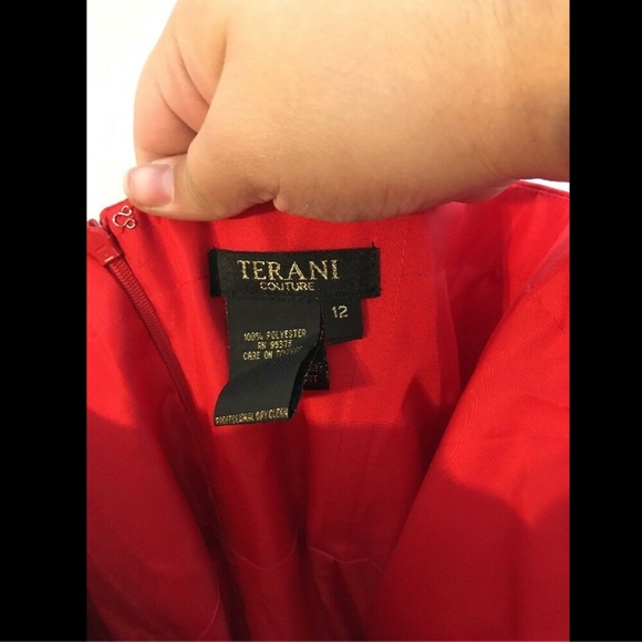 NWT Terani Couture One-Shoulder‎ Mermaid Gown Red [SZ 12 ] - Picture 8 of 11
